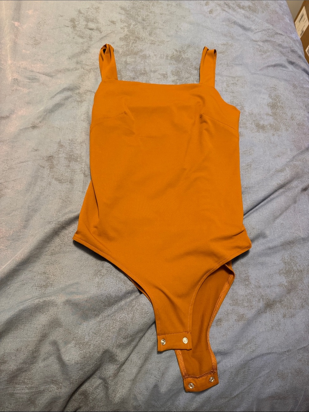 ReoRia Burnt Orange Square Neck Bodysuit